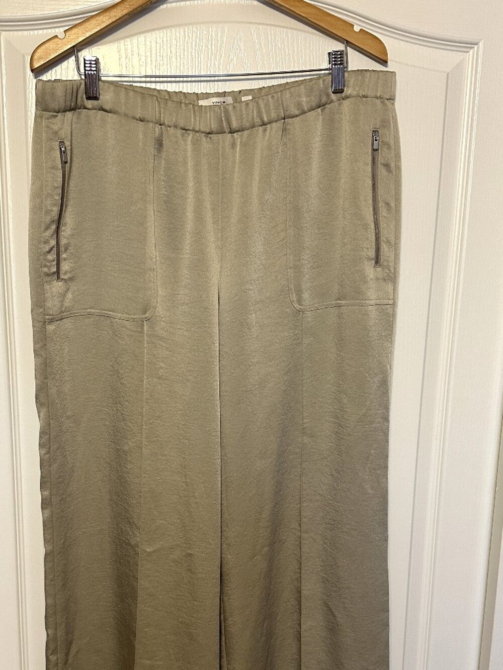 VINCE Gold Wide Leg Pull On Pants Size XL Elastic and Drawstring Waist - Pockets